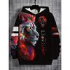 3D Digital Printed Colorful Lion King, Trendy Animal Pattern Hooded Sweatshirt, Fashionable Casual Children's Clothing