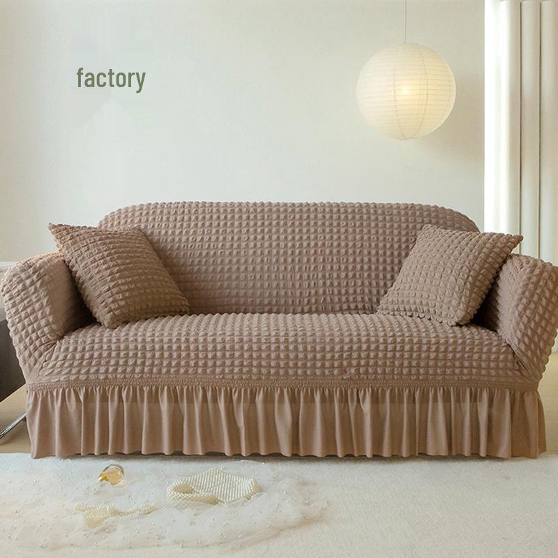 Dehnbarer Seersucker Sofabezug, Atmungsaktiv & Staubdicht; Passt auf L-förmige Dreisitzer-Chaiselongue.