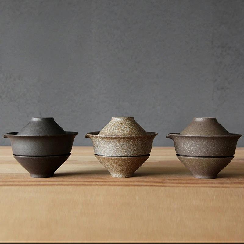 200ml Japoński Ceramiczny Czajnik Czajnik Herbata Gaiwan Filiżanka Herbaty do Puer 1 Miska 2 Filiżanki Zestaw Herbaty Retro Surowe Naczynia Ceramiczne