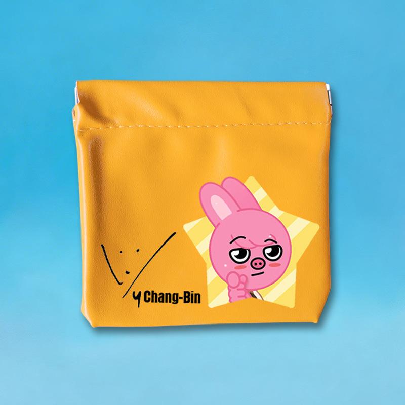 Stray Kids PU Leather Coin Purse Cute Cartoon Digital Storage Bag Portable Earphone Cable Lipstick Organizer Pouch Gift