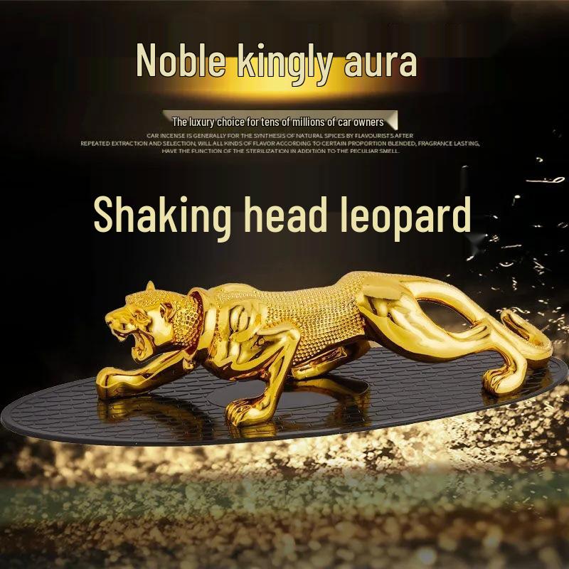 Golden Leopard Car Perfume Ornament: Creative Center Console Decoration for Men