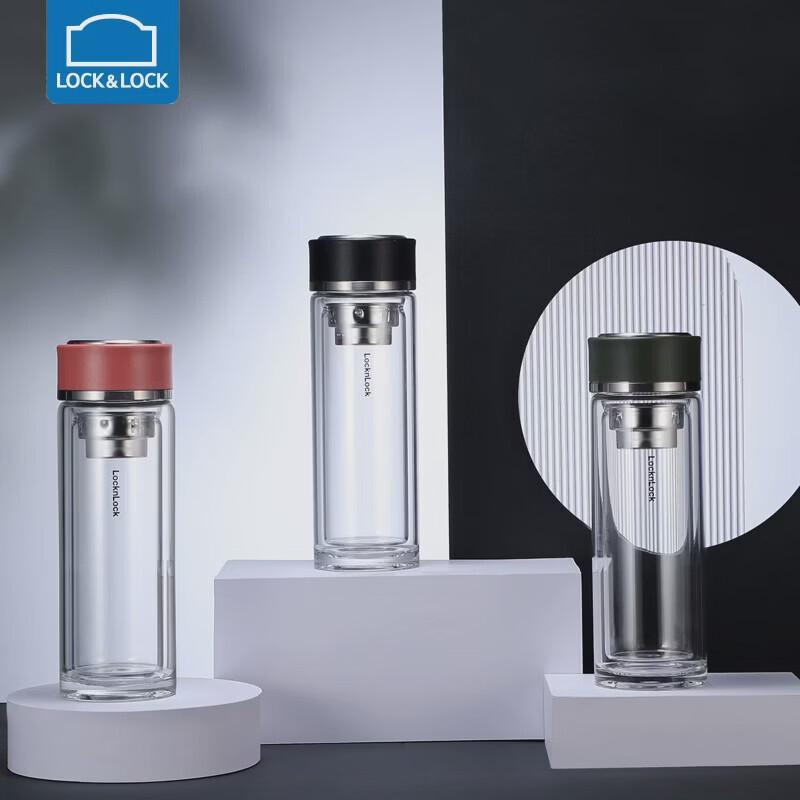 LOCK&LOCK LLG629 Double Wall Glass Tea Infuser Bottle