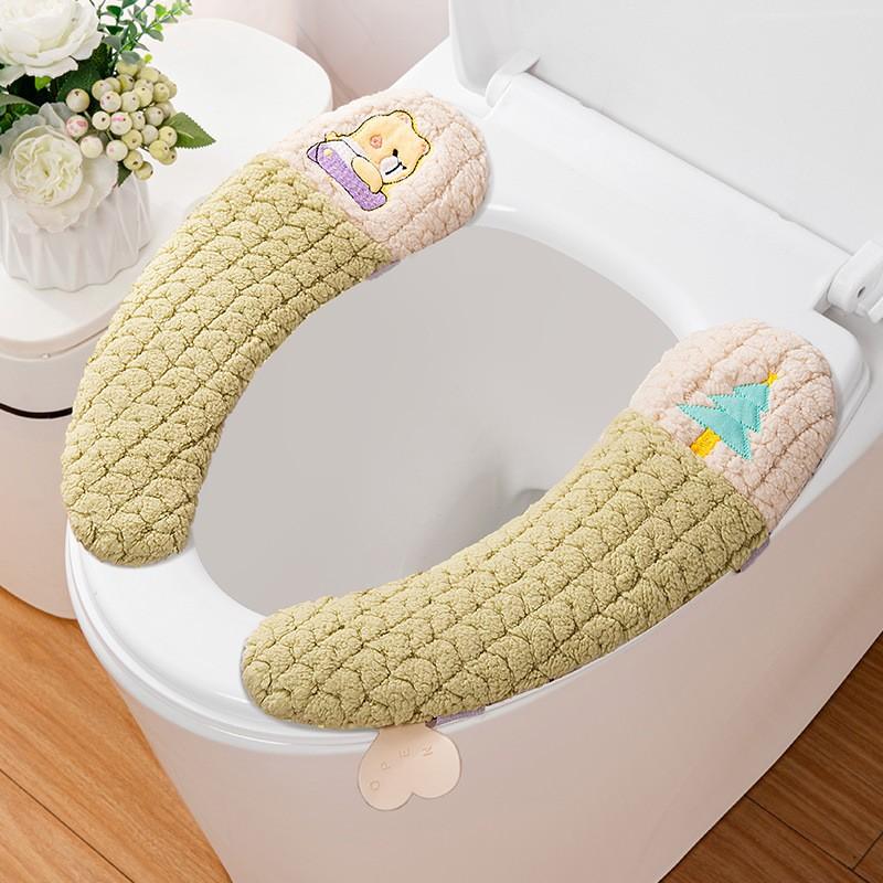 Adhesive Type Toilet Cushion Winter Toilet Cover Toilet Cushion Toilet Sticker Washable and Thickened Bathroom Accessories