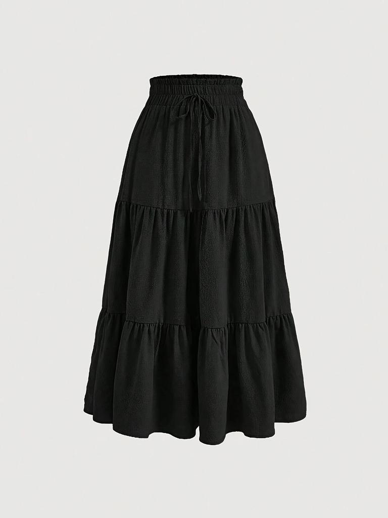 European Fashion Knot Waist Pleated Skirt