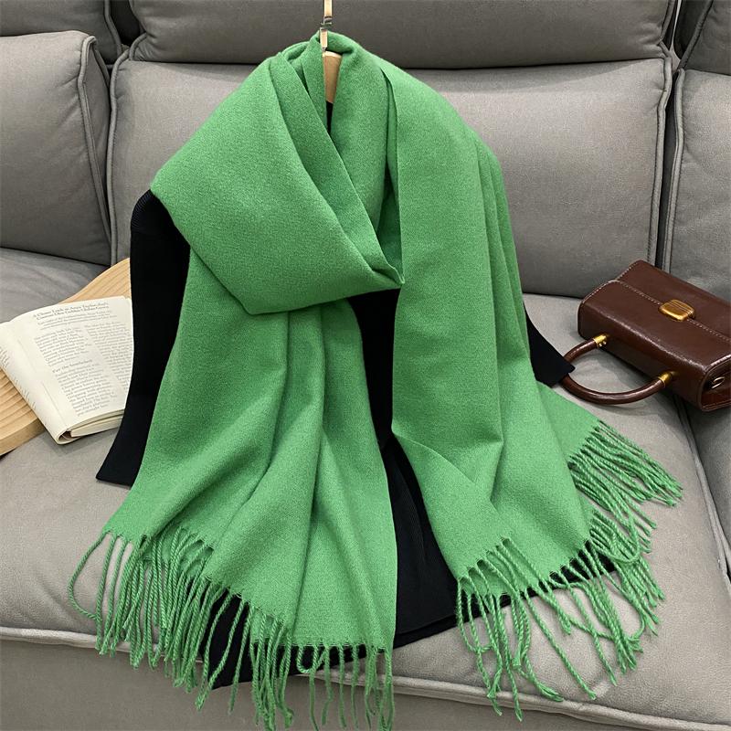 Luxury Solid Cashmere Scarf Women Winter Tassel Shawl Pashmina Big Size Handkerchief Lady Soft Outdoor Windproof Ski Bufanda