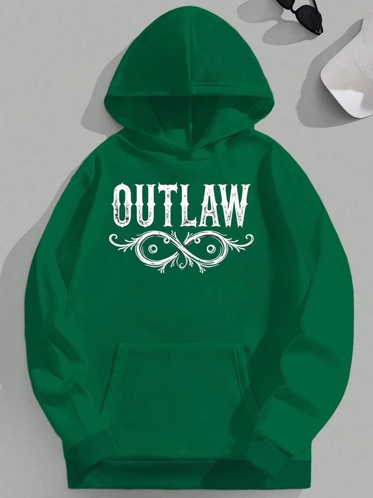 Hooded Sweatshirt Print Casual Pullover Long Sleeve Non-Stretch Fabric Loose Fit for Casual Attire PLUS SIZE