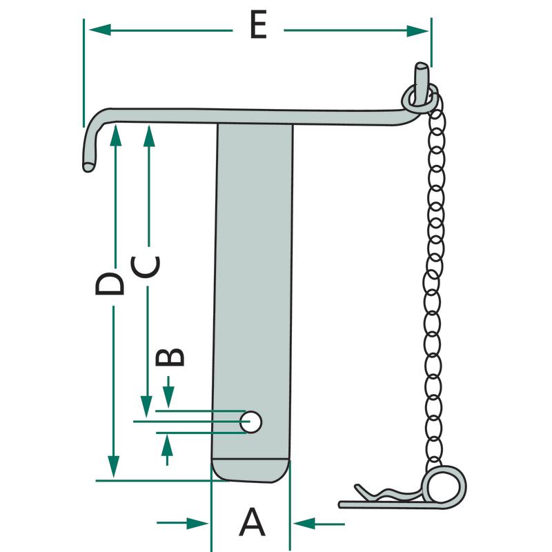 Upper link pin cat. 2 diameter 25 length 118 with chain 12845