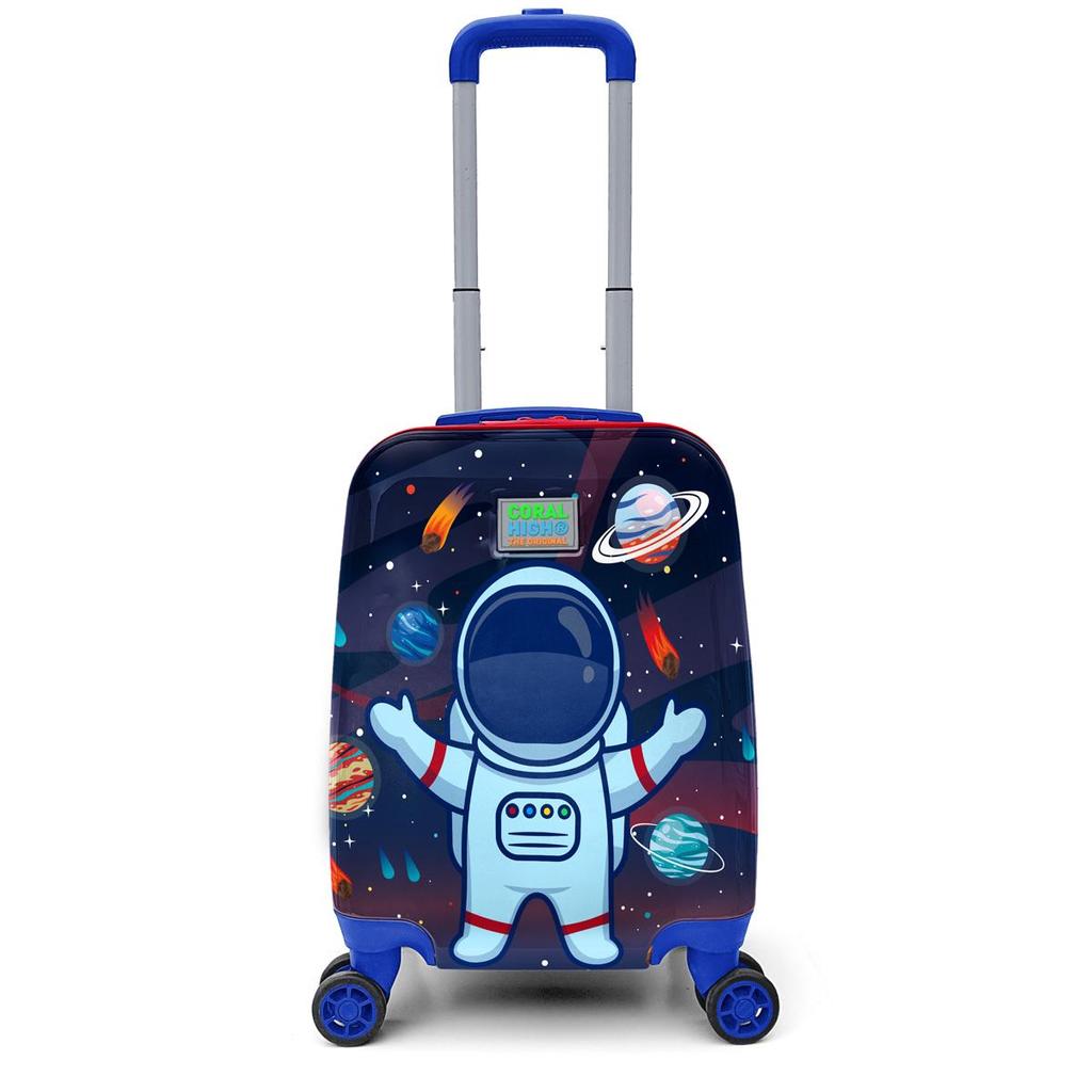 Coral High Kids Saks Blue Astronaut Patterned Children's Suitcase 16743
