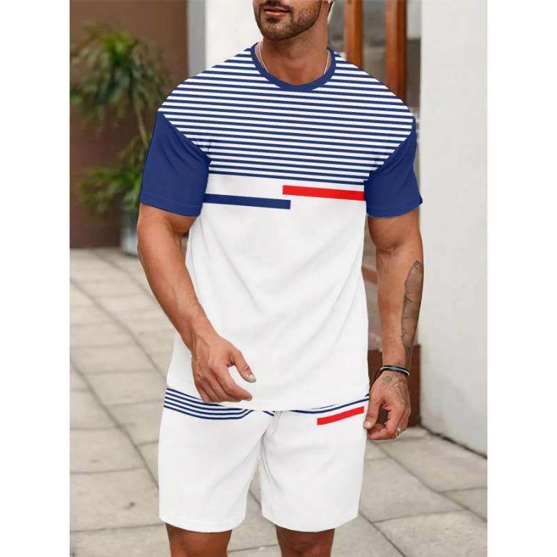 

Men s Printed Casual Short Sleeve Shorts Set 6XL