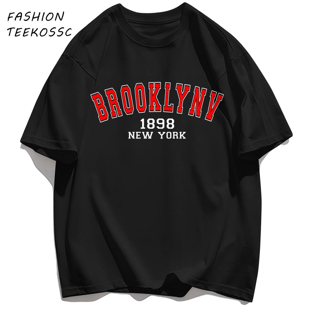 Brooklyn 1898 New York Men Basics TShirt Casual AllMatch Short Sleeve Cotton Oversized Sportswear Summer Crewneck T Shirts