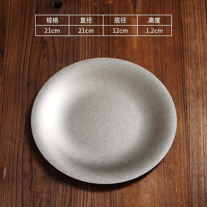 Vintage Stainless Steel Steak Dinner Plates Round Snack Dessert Western French Restaurant Bone Plate Tray Tableware Kitchen