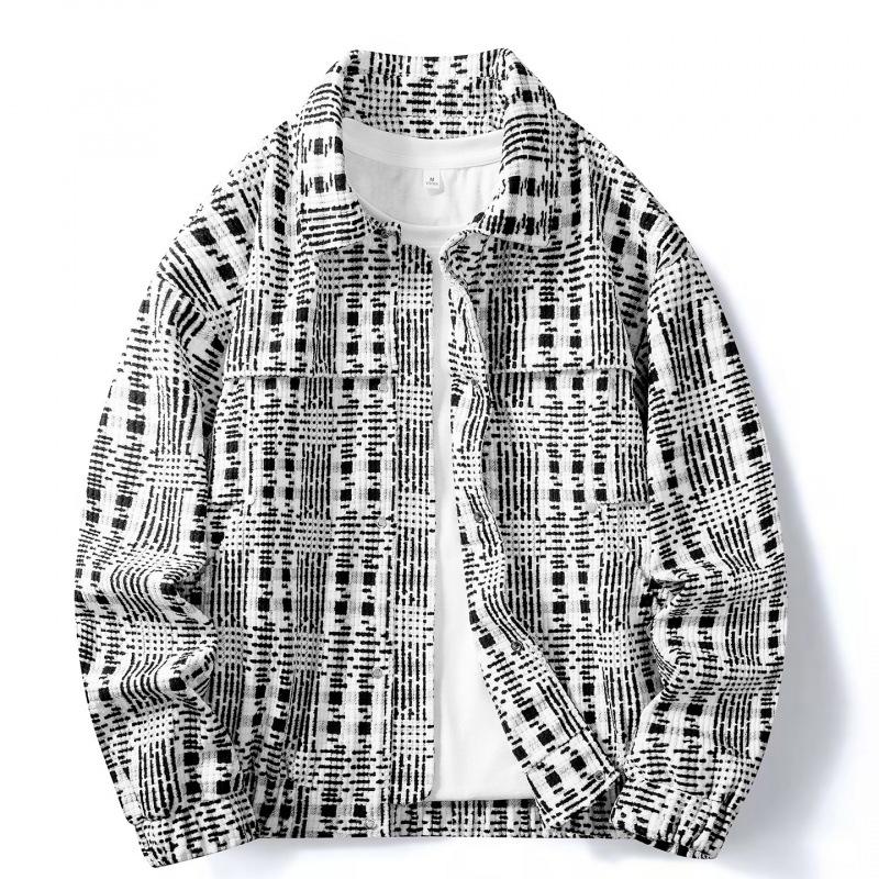 

Men s 2025 Autumn Plaid Lapel Cardigan Jacket: Trendy, Versatile, and Stylish 3XL чорний