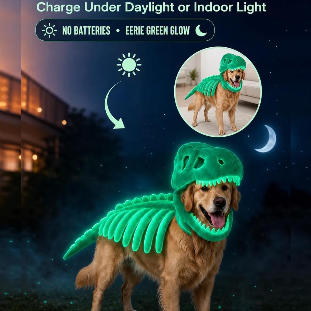 Scheletro di Dinosauro al Buio per Costume di Halloween per Adulti