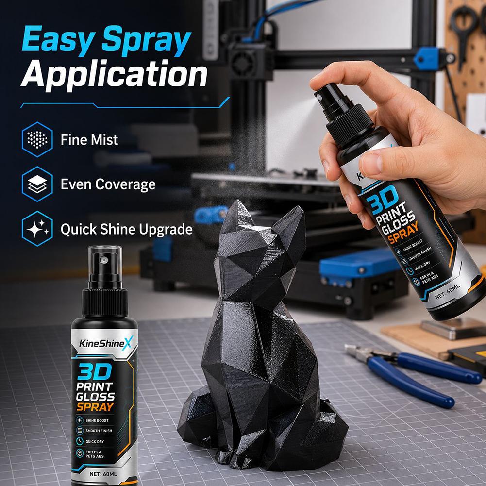 60ML Lesklý sprej pro modely 3D tiskáren Rychleschnoucí Reduktor linek vrstvy Vysoce lesklý sprej pro tištěné modely Rychleschnoucí Redukovaná textura