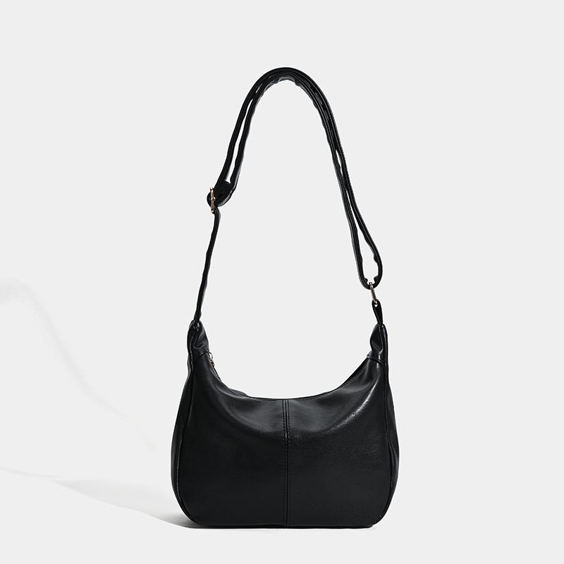 

Retro lazy style versatile girl hand-held underarm satchel is now popular Maillard soft leather large-capacity shoulder bag чёрный