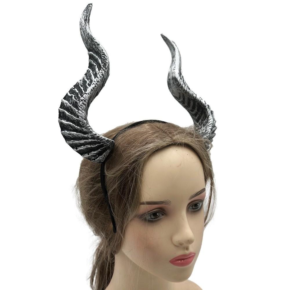 Ox Horn Cosplay Hairband PU Halloween Hair Hoop Halloween Horns Headband  Stage Performance Props