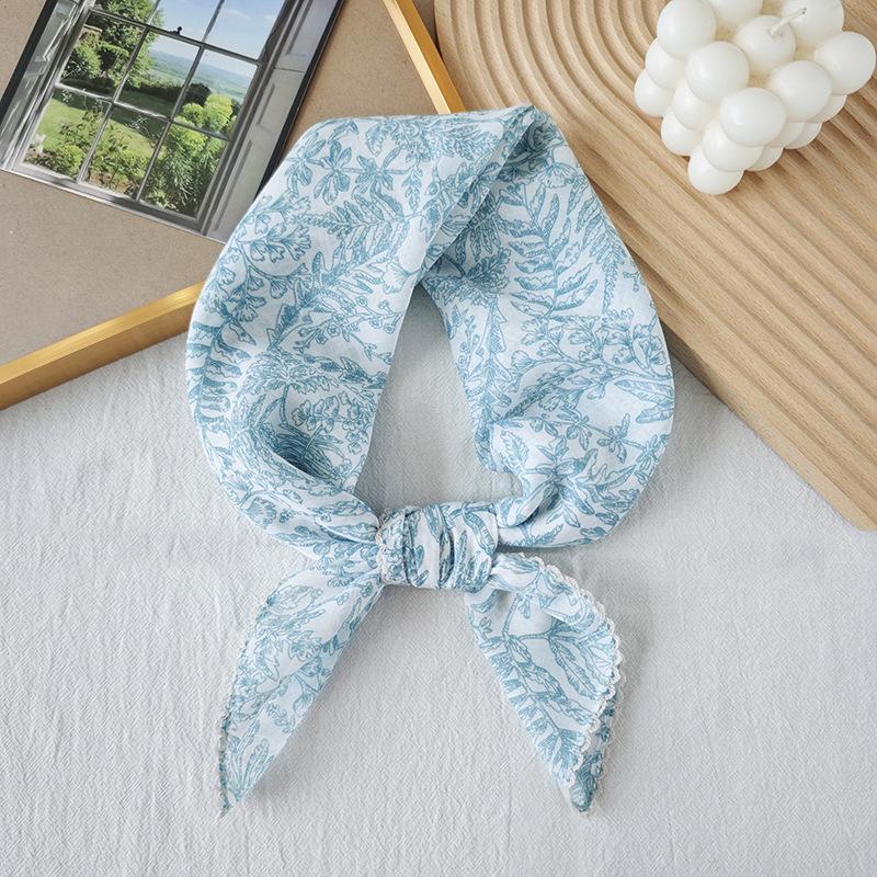 Thin Cotton and Linen Small Square Scarf Fresh and Breathable Women's Soft Literary and Decorative Small Silk Scarf Summer Scarf Women's Versatile