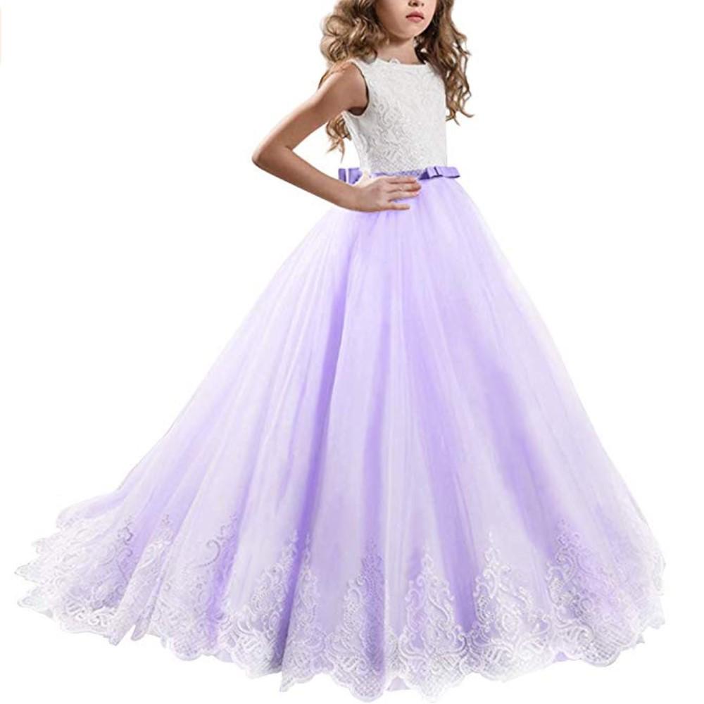 High-End Flower Girl Wedding Dress with Train - Puffy Skirt Princess Dress for Middle & Big Children.
