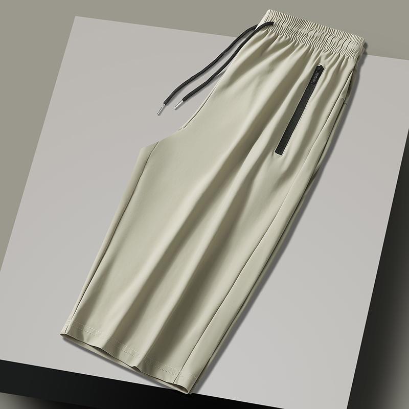 Ice Silk Cropped Pants Men s Sports Shorts Large Size Loose Medium Pants Men s Quick-drying Casual Pants 2XL хаки