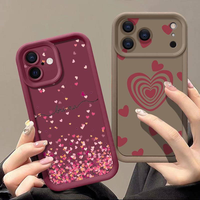 Soft TPU Phone Case For iPhone 17 Pro 15 16 Pro Max 14 13 Pro Max 16e 17e Love Hearts Printed Candy Color Silicone Back Cover