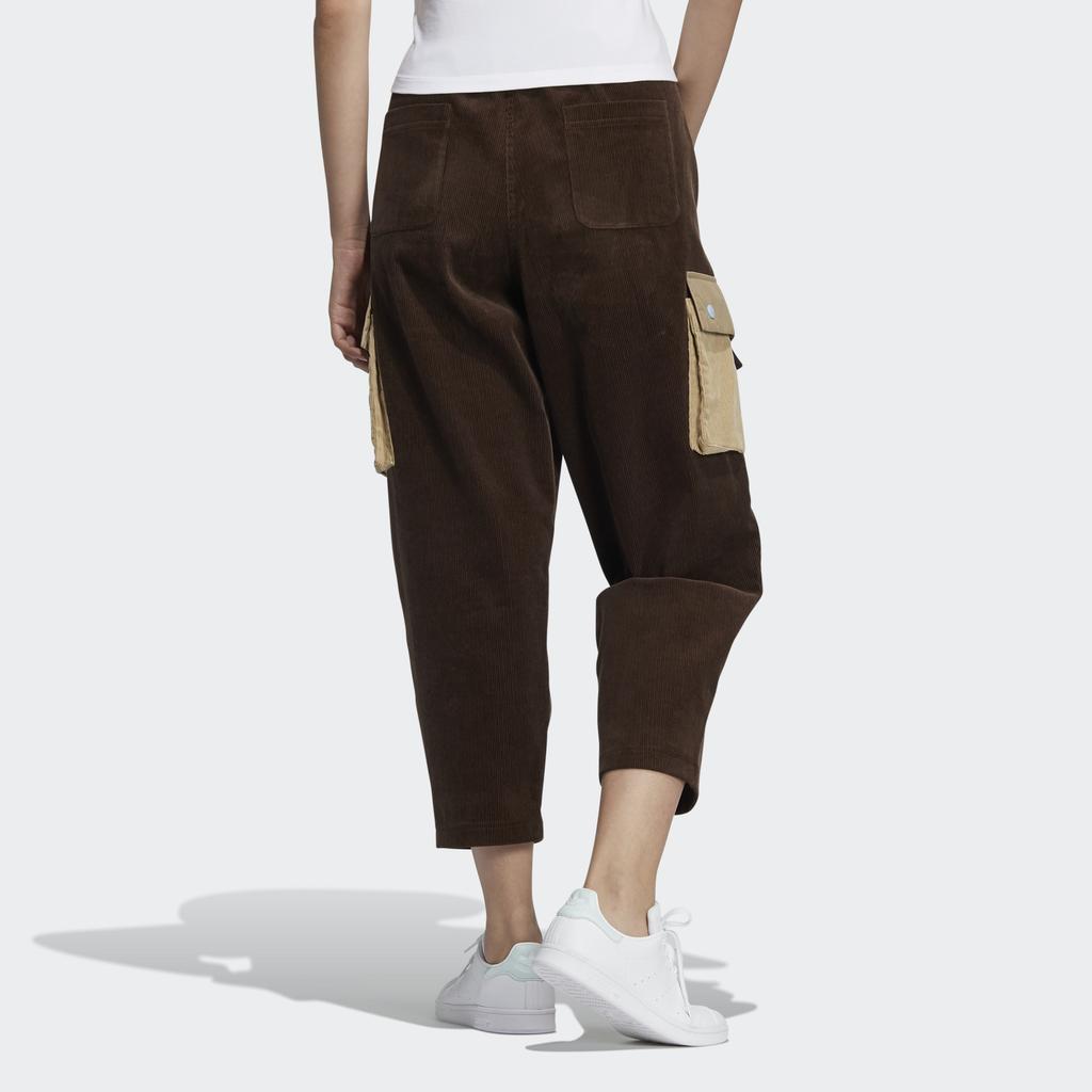 Adidas Originals Side Color Block Pocket Nine-Point Cargo Knit Sports Pants Women Pants Coffee HK0487