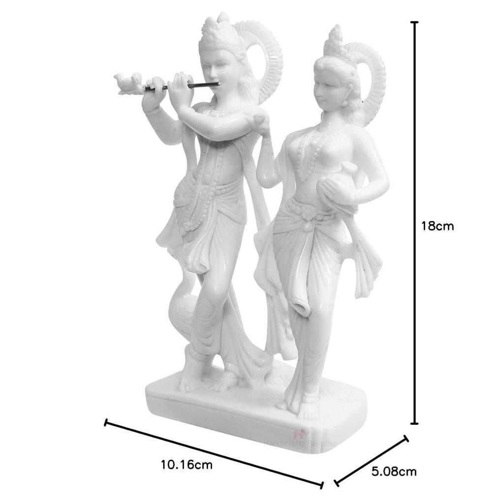 Paradise Marble Carved in Radha Krishan Figurine (Wm15048, White, Standard Size)