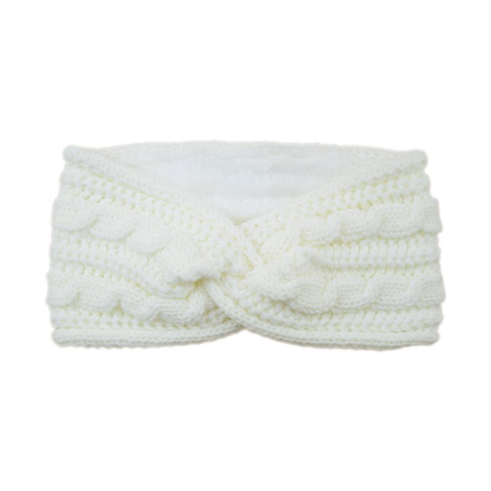 Winter Cross Knit Headband Thick Crochet Turban Knitted Ear Warmer with Plush Lining Ear Muffs Cold Weather Stocking Stuffers