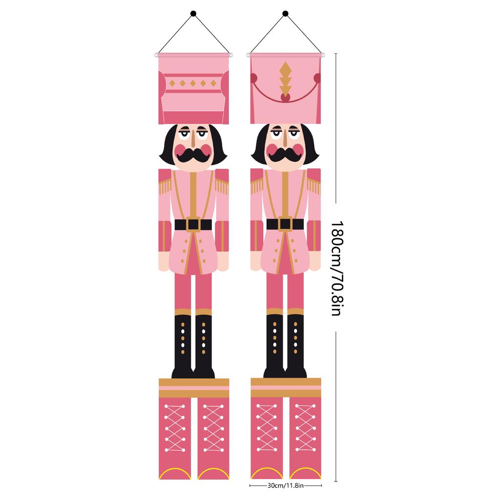 Weihnachts-Außendekorationen 1 Paar Weihnachtsbanner Nussknacker Soldat Banner Santa Schneemann Frohe Weihnachten Tür Veranda Dekor 2024