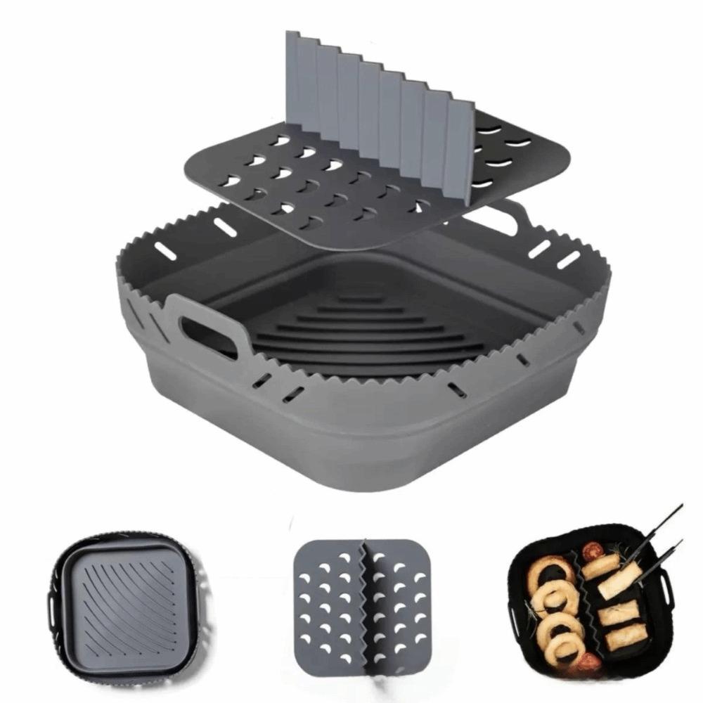 Non-Stick Silicone Baking Pan With Divider Air Fryer Pan Durable Silicone Baking Mat Air Fryers