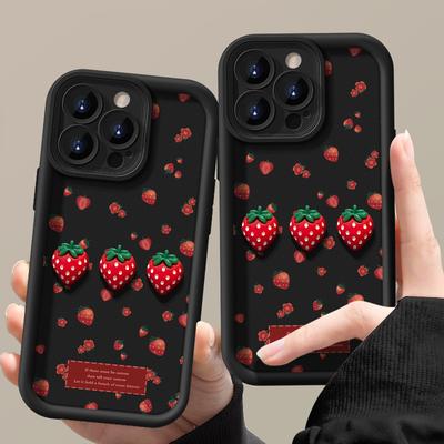 Passar Apple 15 Mobiltelefonfodral IPhone 13/14promax Jordgubbsdocka Rosett 12/11 Matt Silikon