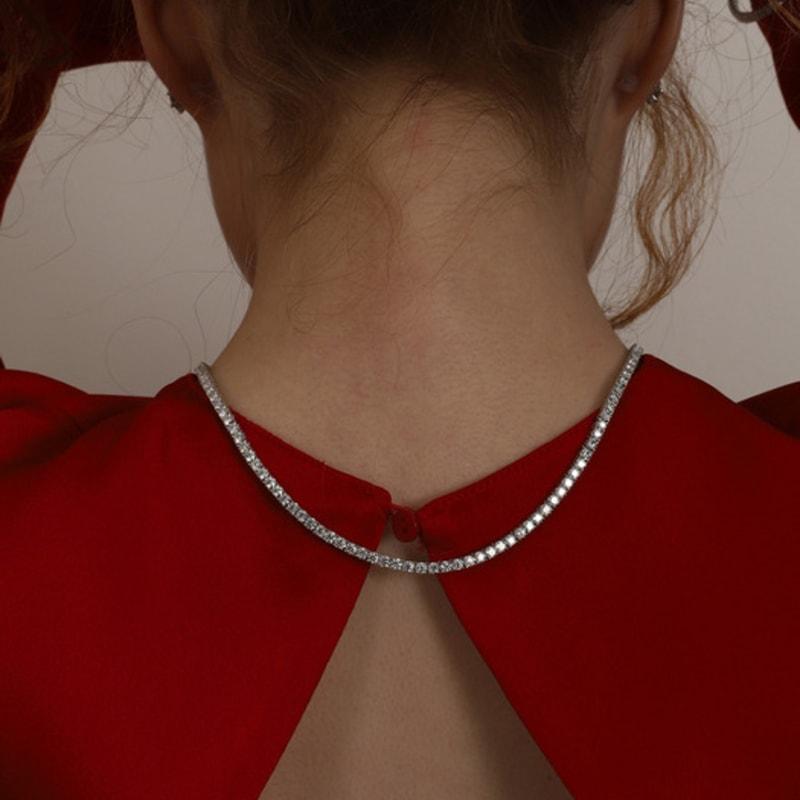 ozel [Custom Made] Silver925 2.5mm 3.0mm Moissanite Tennis Necklace PS098,99N