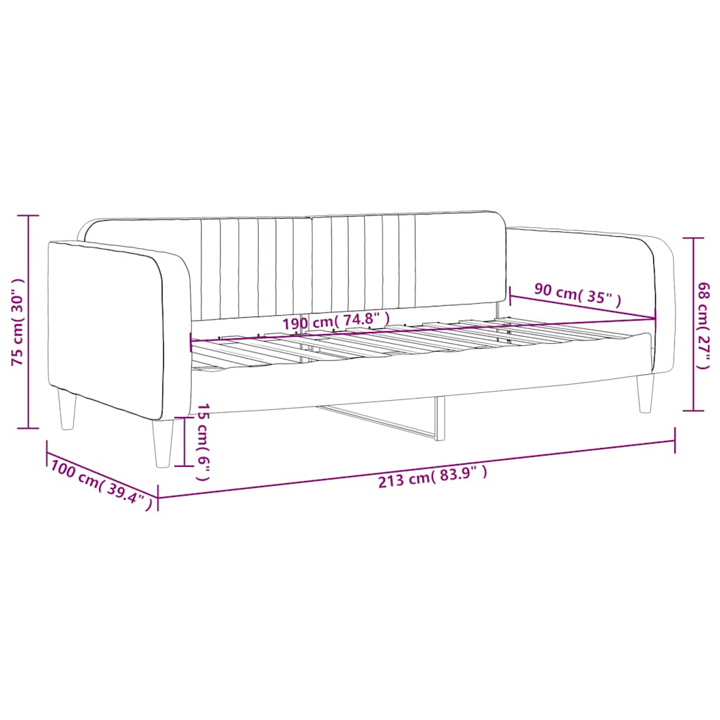 Daybed Dark Grey 90x190 Cm Velvet