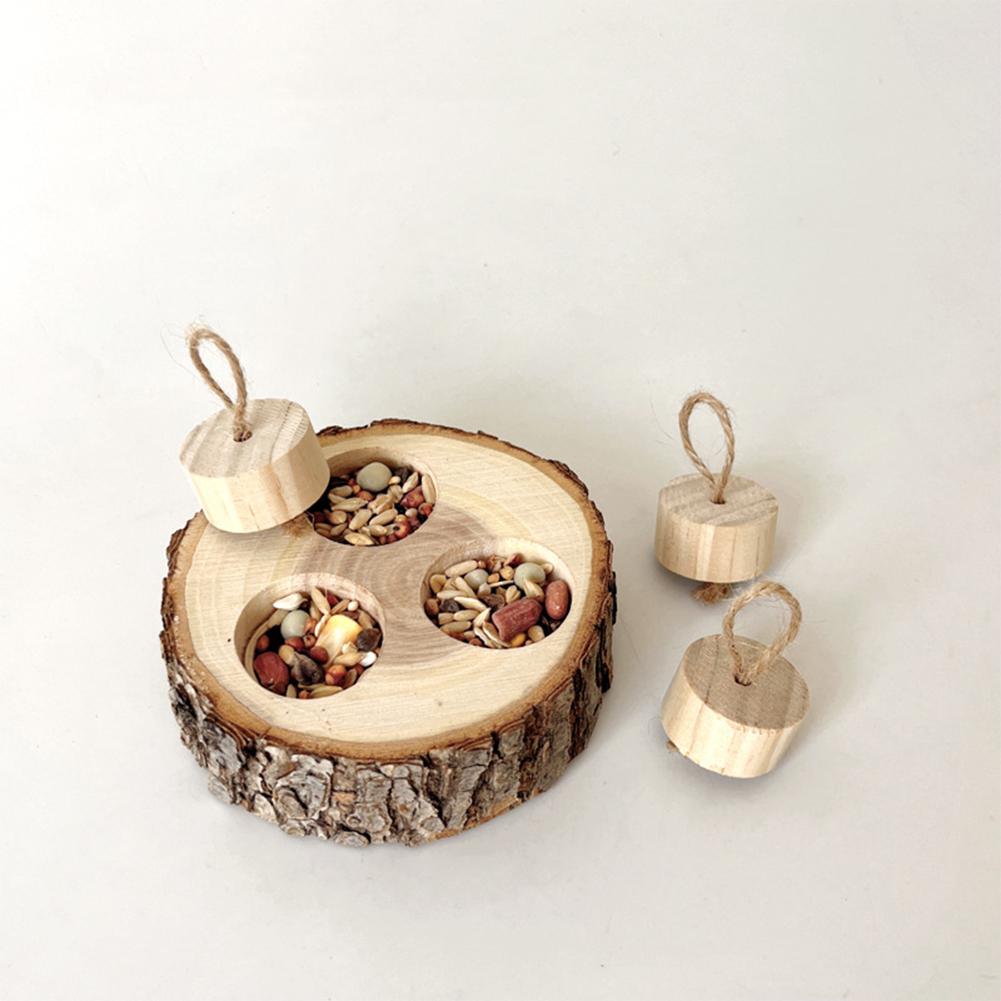 Wooden Rabbit Foraging Toy Small Animal Wooden Stake Interactive Hide Treats Toys Hamster Enrichment Foraging Toy For Guinea Pig