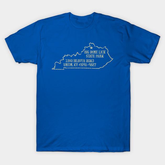 Men Black Print T-shirt Big Bone Lick State Park 1960 No-Cut Transfer Paper Print Cotton Tshirt M