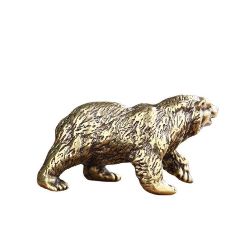 Alloy Bear Desktop Figurine Exquisite Engraved Texture Rustic Vintage Finish Mini Decor Statue for Home Cafe Shop Counter Ornament