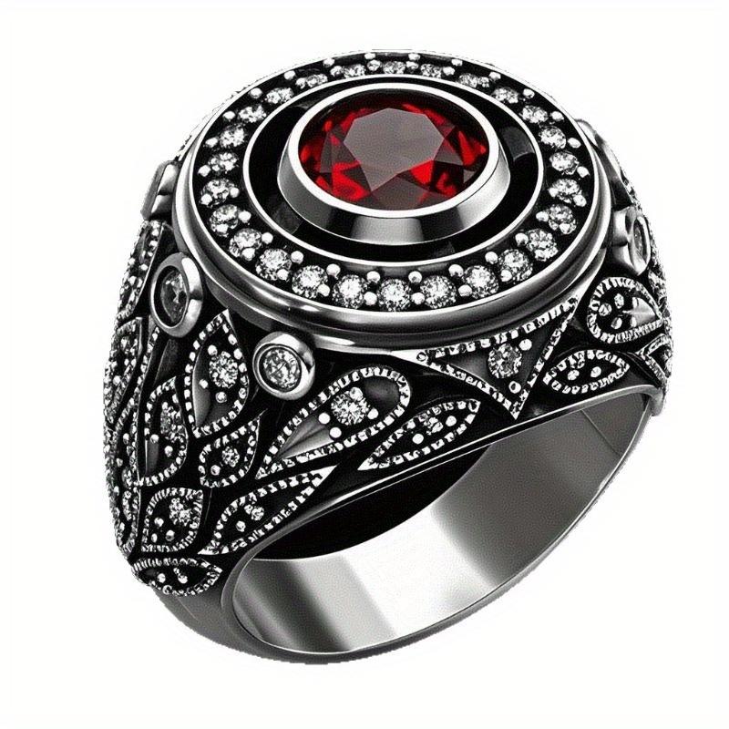 Accessories1pc Fashion Ring, Red Synthetic Zircon Inlay, Simple Style, Multifunctional Ring Jewelry