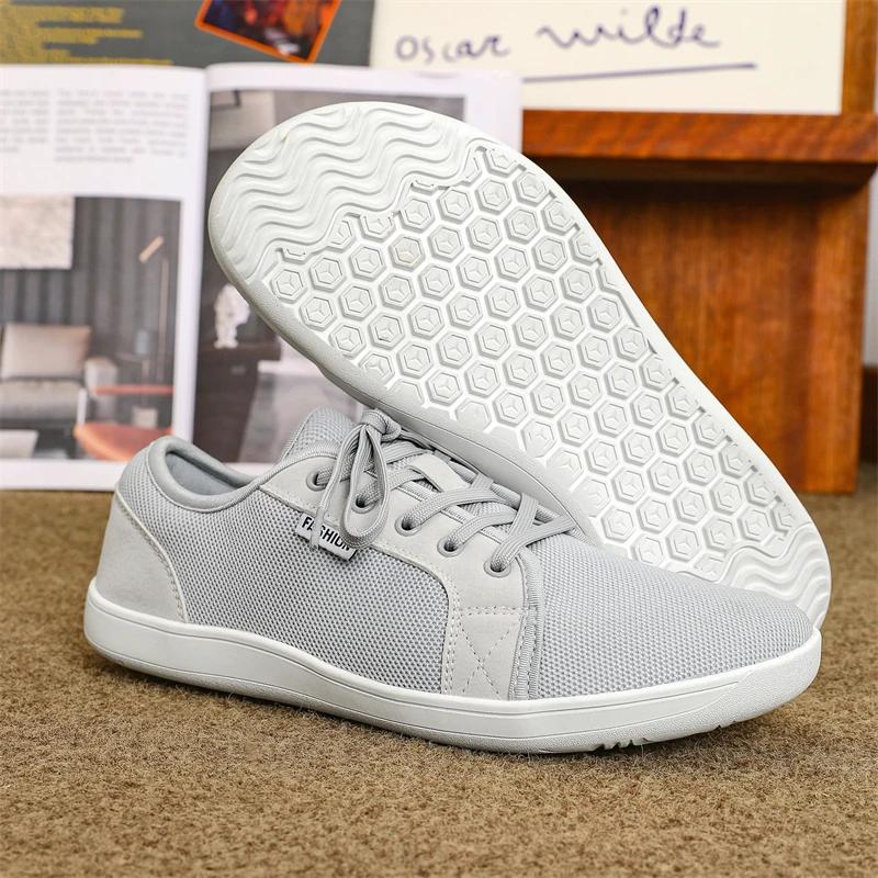 

Men s Walking Boat Shoes Women s Canvas Mesh Barefoot Shoes Wide Version Minimalist Sports Shoes Classic Version Low Cut 37 сірий колір