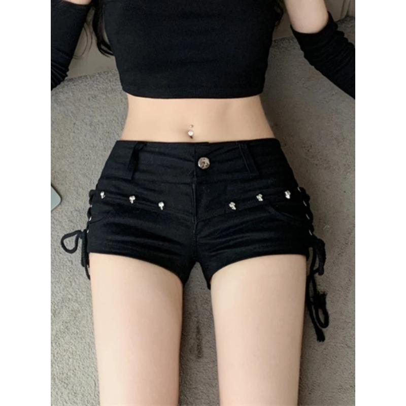 Shorts Kvinnor Skinny Kreativitet Snörning Populär Streetwear Daglig personlighet Studenter Semestermode Sexig Amerikansk Retro Fritid