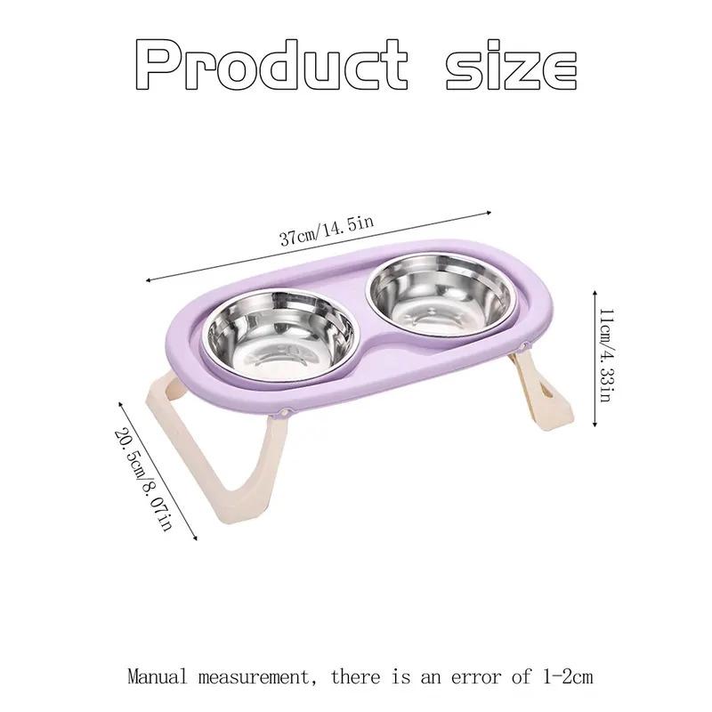1 Foldable Stainless Steel Pet Bowl, Cat and Dog Food Bowl with Neck Protection for High Feet