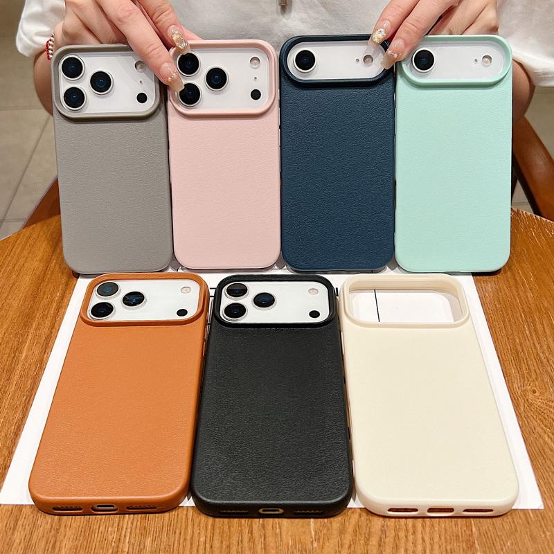 Leather Texture Soft TPU Shockproof Phone Case For iPhone 17 Air 16 15 Pro Max 12 13 14 15 Pro 11 Solid Color Silicone Cover Fundas