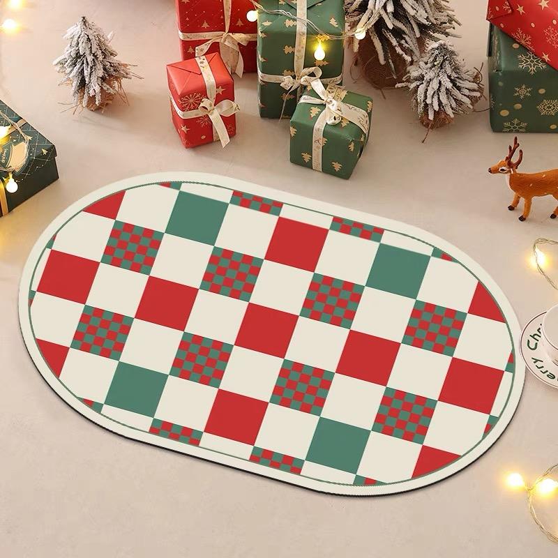 

Рождественская атмосфера Коврик из диатомовой грязи для ванной Домашний декор Коврик для ванной Нескользящий Абсорбирующий Быстросохнущий Коврик для туалета 40x60cm