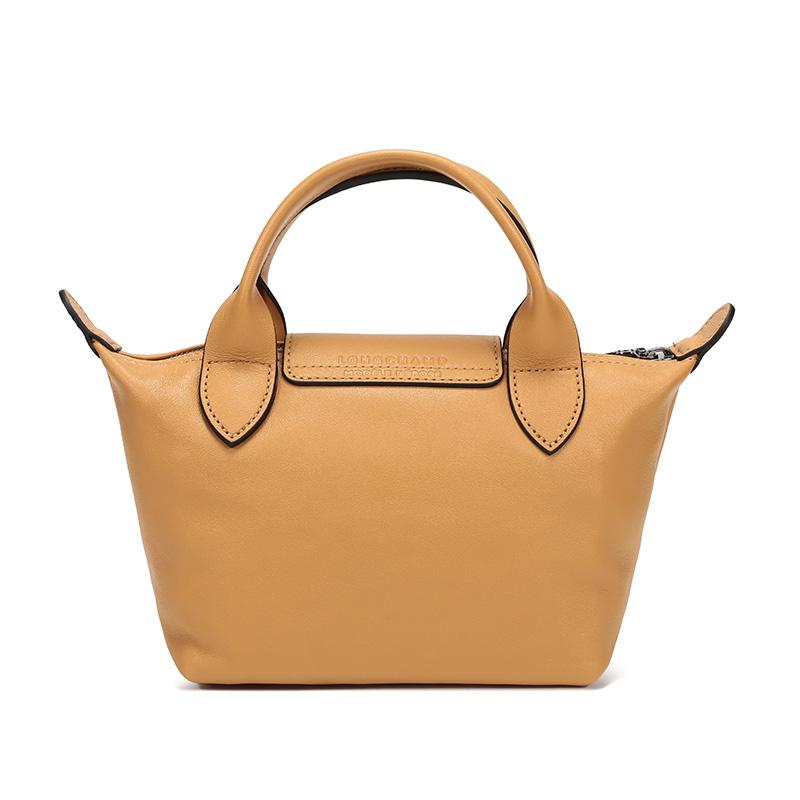 Longchamp Le Pliage Cuir 17 Lambskin Dumpling Bag Mini Women handbags Honey 1500757P15