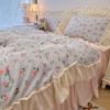 Sleepy Japanese Cream Wind Milk Velvet Lace Bedding Four Piece Set
