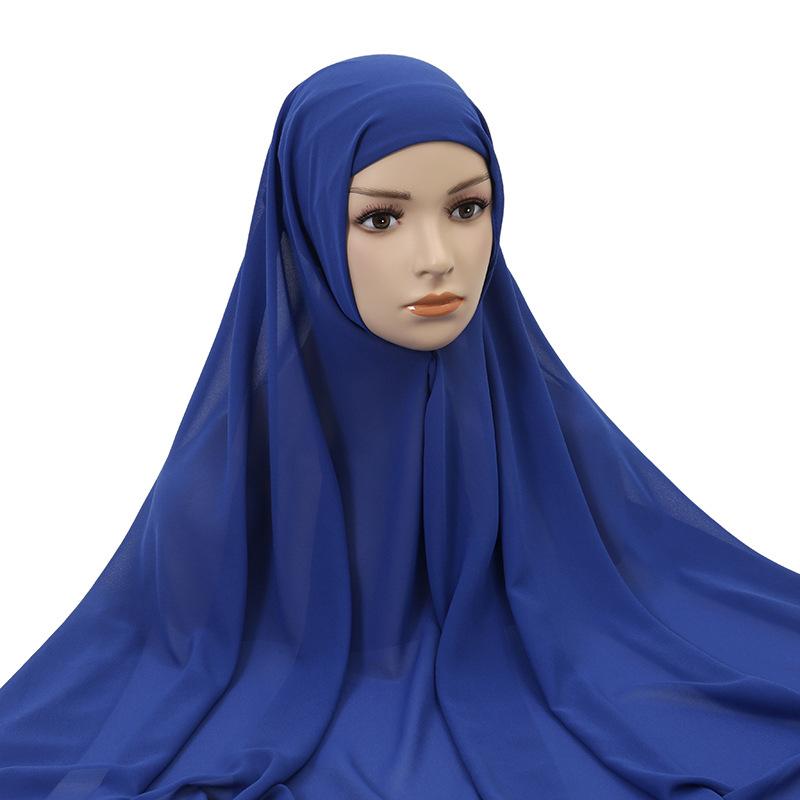 Muslim Women Chiffon Hijab With Cap Bonnet Instant Chiffon Hijab Pinles Shawl Head Scarf Under Scarf Caps Cover Headwrap
