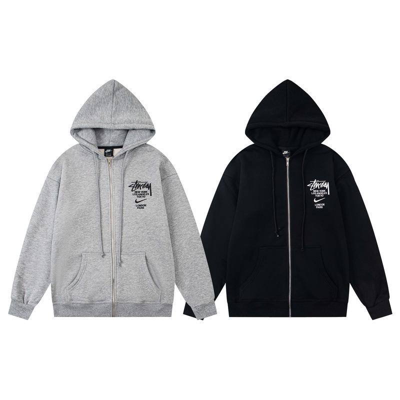 SS25BACK Retro Φούτερ με Φερμουάρ High Street: Εφαρμογή Νέο Καπέλο με Κεντημένο Λογότυπο Γράμματος