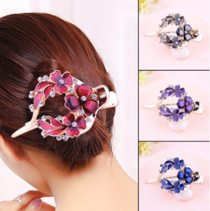 

Модная красочная заколка со стразами и цветком, заколка в форме сердца, заколка для волос, аксессуары для волос красный