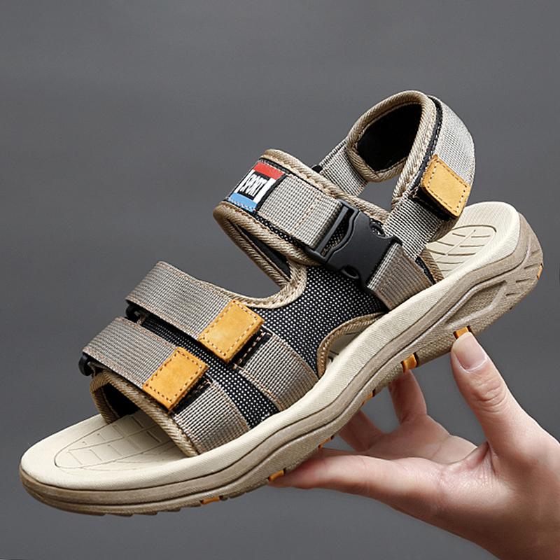 

38-47 Khaki Sandals Man Summer Genuine Leather Casual Shoes Outdoor Men Leather Sandals for Men Beach Roman Mens Shoes 38 хаки