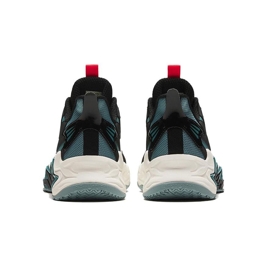 Anta Kids Cement Nemesis Non-Slip Shock Absorbing High-Top Basketball Shoes Kids Basketball Shoes White Black Green A312411122-2