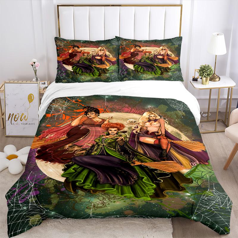 Halloween Witches Moon Print 3Pcs Bedding Setduvet Cover With 2 Bedropillowcase Home Birthday Gift