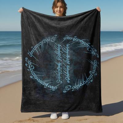 1pc Elvish Script, Fantasy Map, Tolkien  - Throw Blanket, Soft, Flannel Blankets, Living Room,  All Seasons Use-1021050